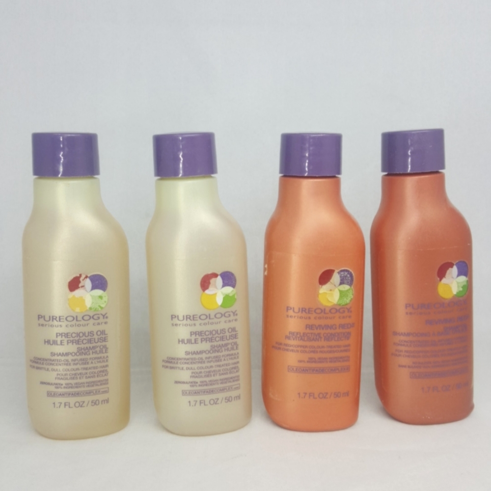 Pureology 4pcs sample 2 precious oil shampoo 1 reviving red conditioner
